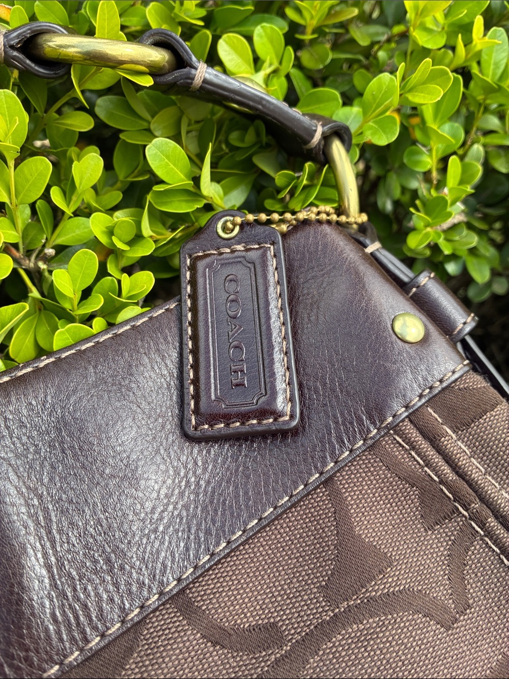 Gorggg Y2K Brown Coach Shoulder Bag with Bright Purple Linging! - Picture 2 of 3